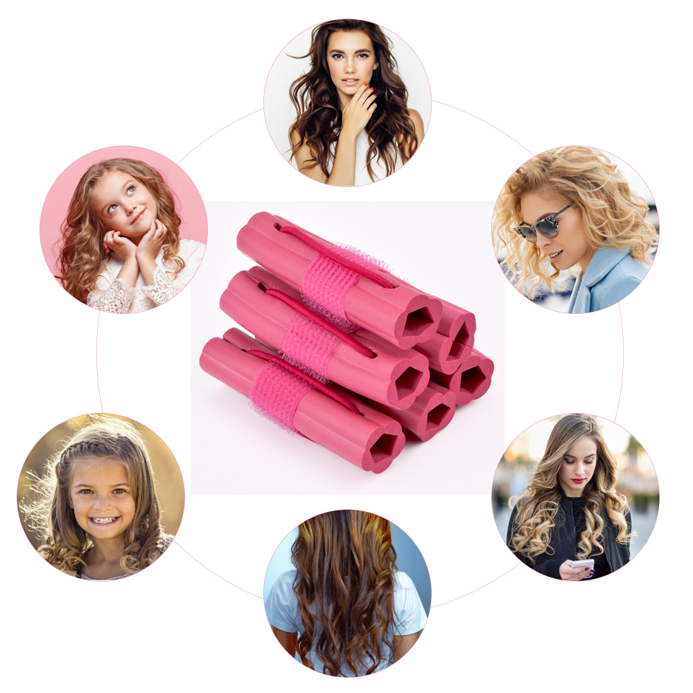 12Pcs Set Pink Flower Shape Soft Hair Curler Sleeping Magic Sponge Hair Rollers DIY Hair Design Curlers Twist Hairdresser Tool