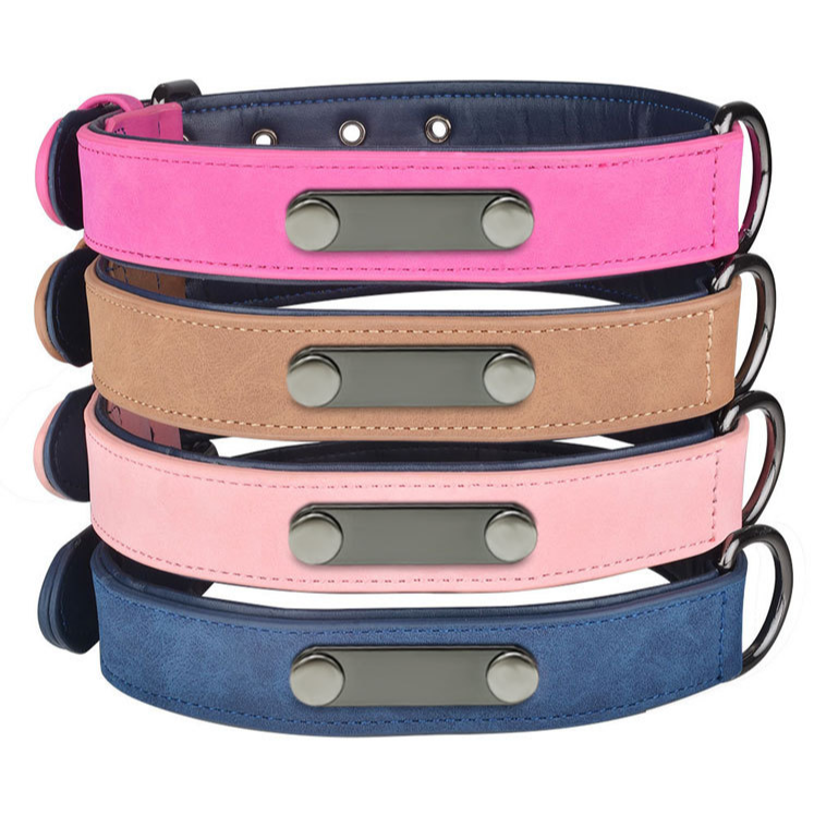 Leather Dog Collars Personalized Name Plate