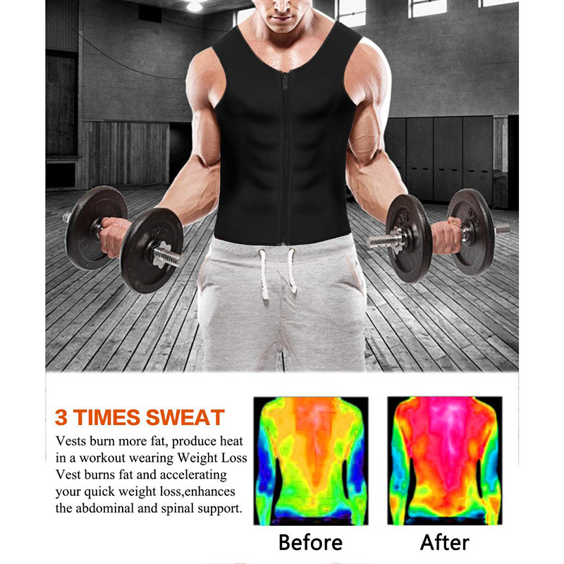 Bodysuit Men Seamless Sweat Vest Body Shapers Zip Tank Tops Waist Trainer Slimming Pants Modeling Belt Losing Weight Sauna Suit