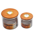 Vacuum Transperant Moisture-proof Tobacco Storage Jar with Bamboo Wood Cover Sealed Spice Bottle Moisturizing Tank Glass Cans