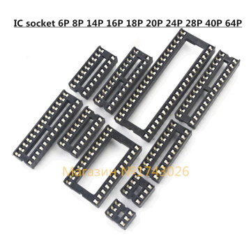 High Quality 64pcs/Lot DIP IC Sockets Adaptor Solder Type Socket Kit Chip Socket IC Socket Base 6,8,14,16,18,20,24,28,40,64