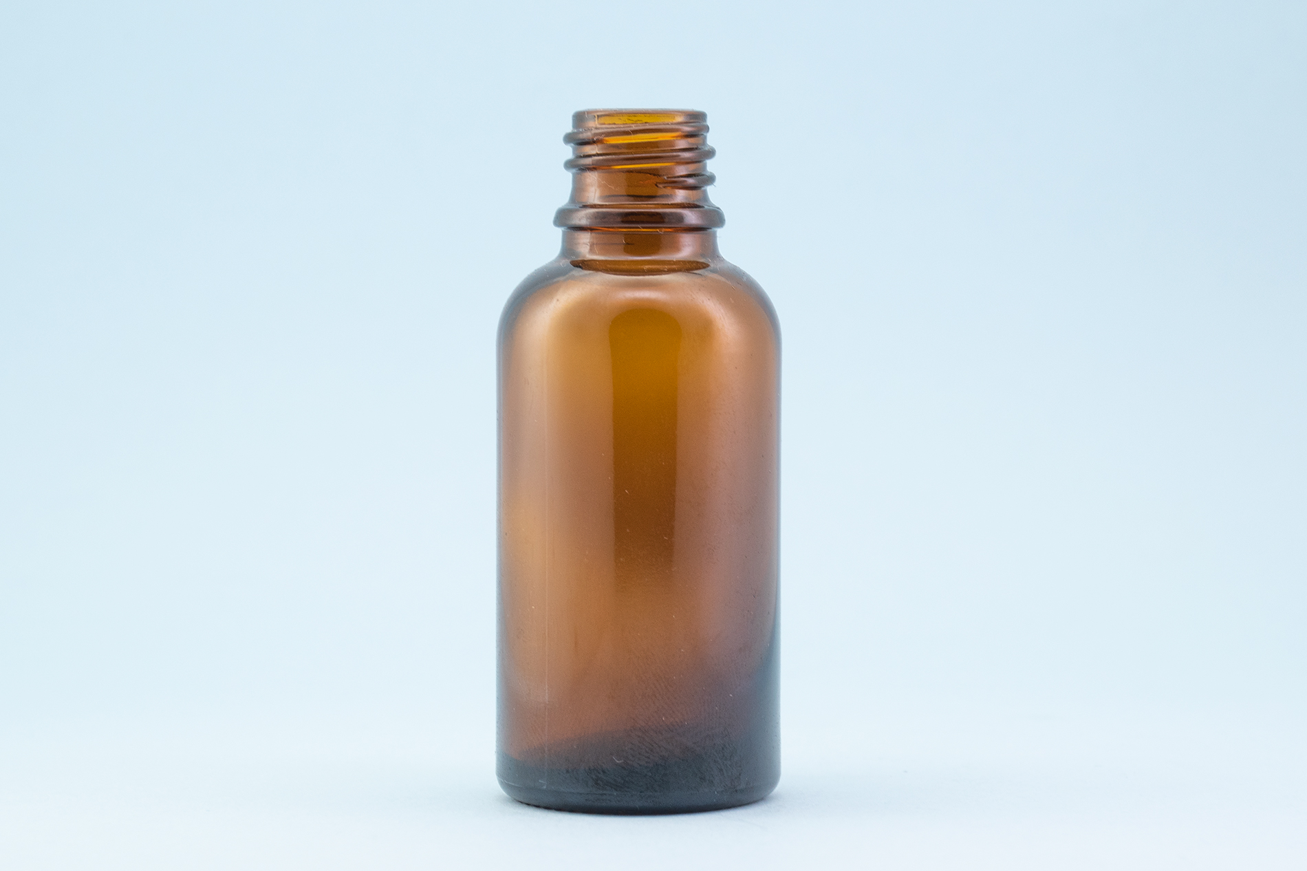 30 ML/1 OZ Amber Boston Round Glass Bottles With 18/410 Neck