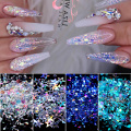 6 grid/bag Mixed Nail Glitter Powder Sequins Colorful Nail Flakes Sticker 3D DIY Nail Sliders Dust For Nail Art Decorations