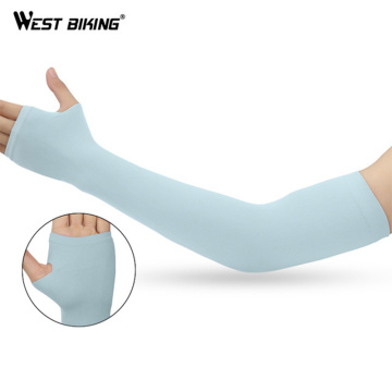 WEST BIKING Arm Sleeves Ice Fabric Breathable Quick Dry Running Sportswear Sun UV Protection Long Arm Cover Cycling Arm Sleeves