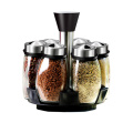 Rotating Stainless Steel Glass Spice Jars Set Salt Pepper Spray Seasoning Jars Sets for Spices Kitchen Cooking Tools 7Pcs/Set