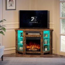 Fireplace Corner TV Stand and LED Lights