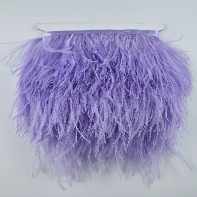 1M 5M 10Meter 8-10CM Light Purple Ostrich feather trim Fringe ribbon DIY Clothing Black White Real Ostrich feathers For Crafts
