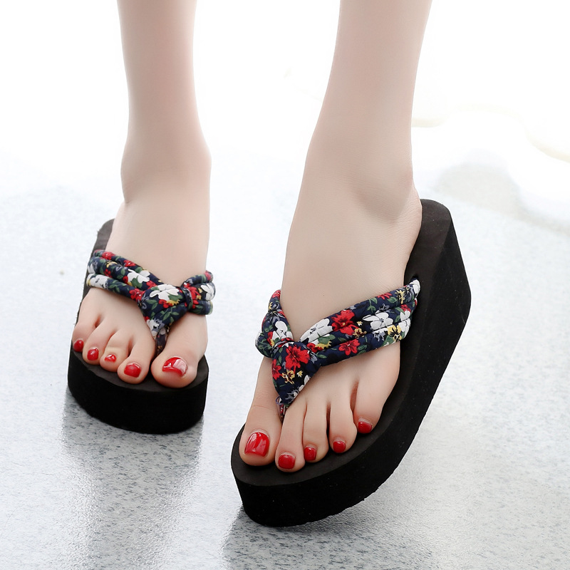 2019 New Summer Women Flip Flops Slippers High Heel Platform Wedge Thick Beach Casual Thong Sandals Shoes Woman Zapatos Mujer