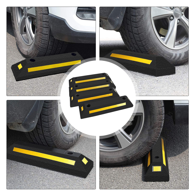 Curb Garage Vehicle Heavy Duty Rubber Parking Lot Driveway Stopper for Car Vans Trucks Tire Wheel Guide Block Protect Bumper