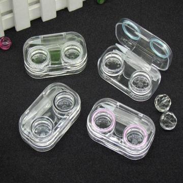 1pc Full Transparent Contact Lens Case Compact With Rubber For Eyes Contact Lenses Box For Glasses Include Tweezers Suction Set