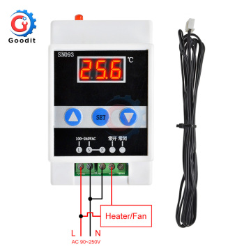 AC 110-240V Guide Rail Thermoregulator LED Digital Temperature Controller Thermostat Refrigeration Heating Temperature Control