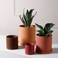 Nordic Industrial Style Colorful Ceramic Flowerpot Succulent Planter Green Plants Cylindrical Shape Flower Pot With Hole Tray