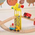 Wooden Train Track Accessories Hanging Tower Crane Magnetic Toys Thoman Railway Track Rail Transit Train Slot Toys For Children