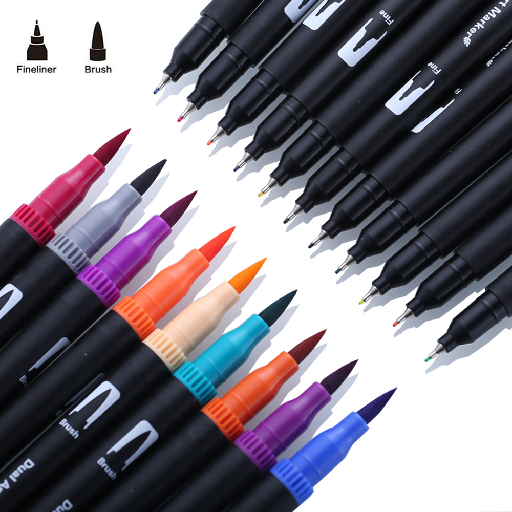 120 Colors Dual Brush Art Markers Pen Fine Tip and Brush Tip Pens Set For School Art Supplies Best Effect For Drawing Painting