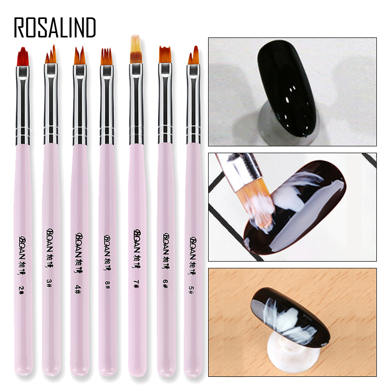 ROSALIND 1PCS 8 Pattern Optional Gel Varnish Flower Drawing Acrylic Nail Brush For Manicure Design Of Nails Art Extension Tool