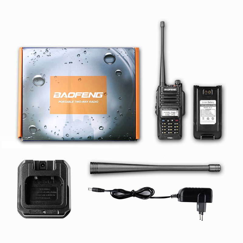 2pcs Baofeng BF-UV 9R plus waterproof Walkie Talkie VHF UHF Dual Band Handheld Two Way Radio Portable Radio walkie-talkie 27 MHz