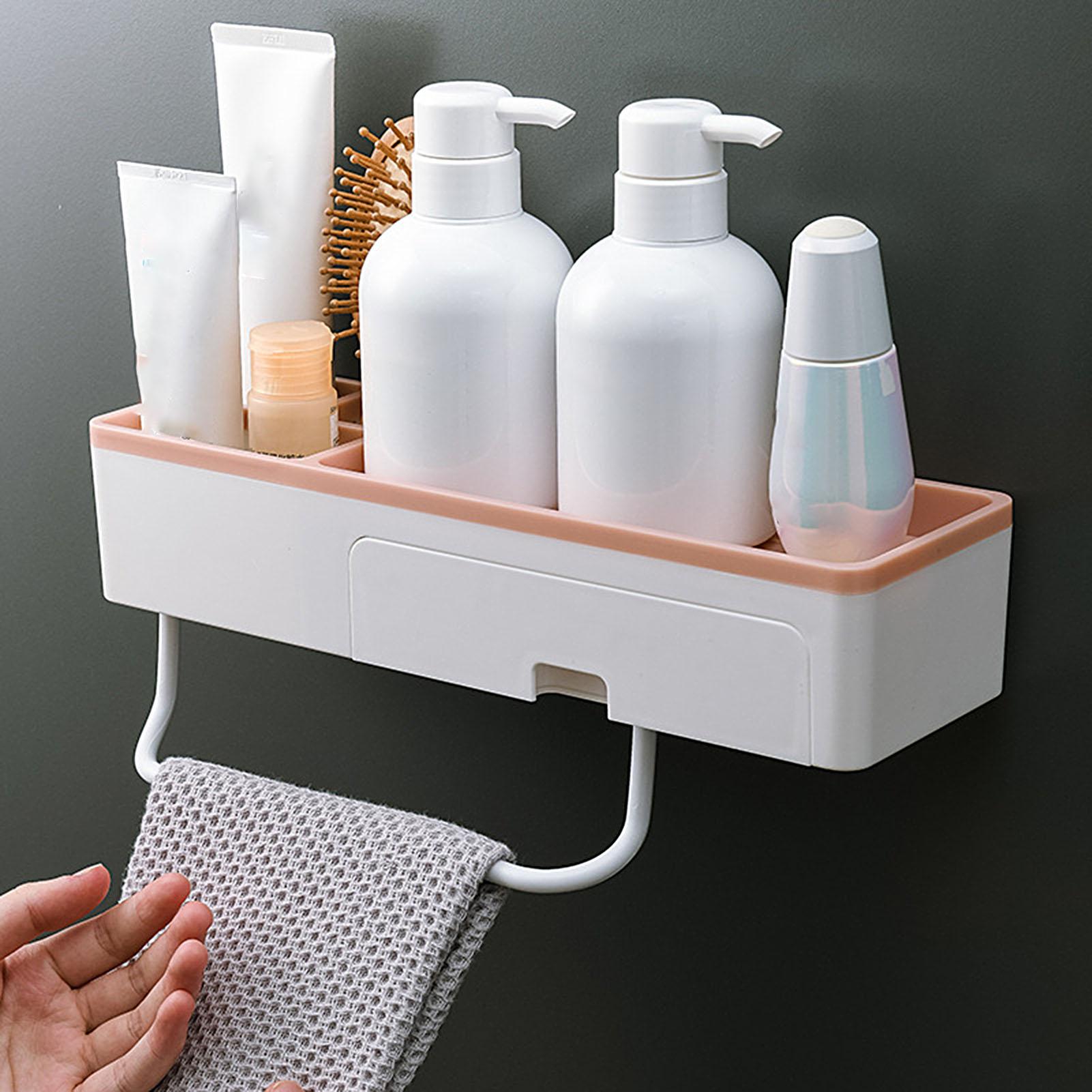Wall-mounted Bathroom Storage Baskets Shelves with Tower Rack Shower Shelf Shampoo Storage Rack Holder Shower Accessories
