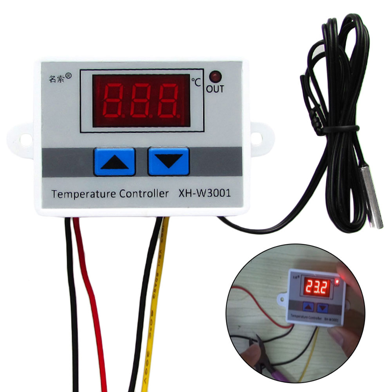 220V 1500W Digital LED Temperature Controller Max 10A Thermostat Control Switch Probe 50-100 Degree