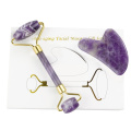 Natural Amethyst Face Roller Scrapin Tool Set Face Neck Massage Stone Jade Roller Slimming Fight Wrinkles Cellulite Beauty Tools