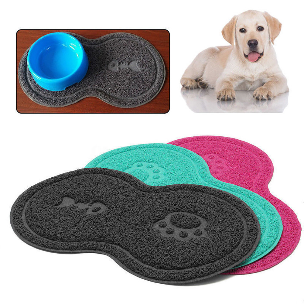 Cat Bowl Mat Dog Pet Feeding Water Food Dish Tray Wipe Clean Floor PVC Placemat Wipe Clean Pet Food Water Placemat Pad Supplies