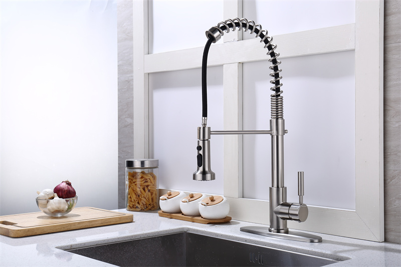 pull down brushed nickel kitchen tap