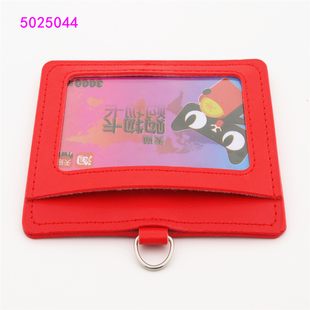 PU Horizontal card Two-sided sleeve ID Badge Case Clear Bank Credit Card Badge Holder Accessories Reels Key Ring Chain Clips