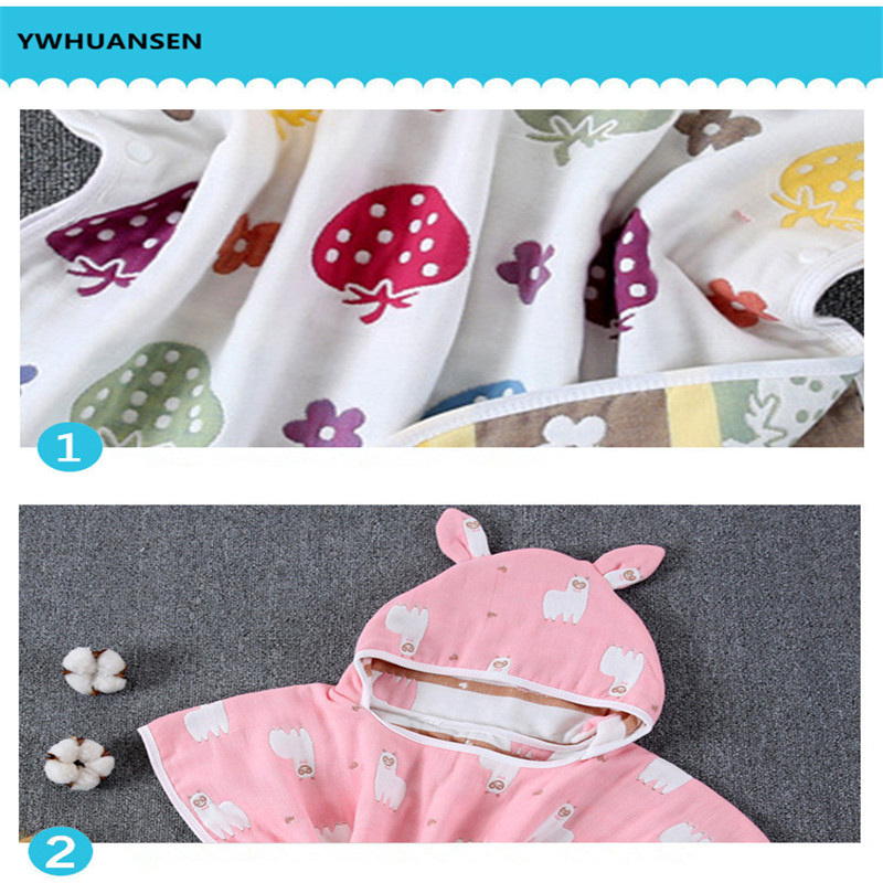 60*60cm 6 Layers Gauze Hooded Beach Towel Cotton Baby Cape Towels Soft Poncho Kids Bathing Stuff For Babies Washcloth