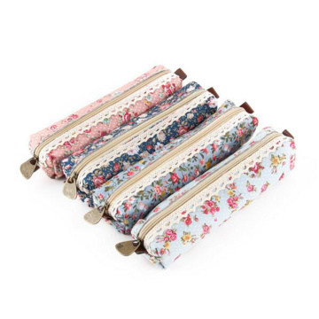 1 PC Fresh Style Lace Fringe Little Flowers Multi-function Zipper Pencil Bag Storage Bag Gift Stationery