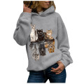 Harajuku Cat Print Hoodie Women Hoody Animal Printing Sweatshirts Long Sleeves Pullover Tops Sweatshirt Streetwear Hoodies