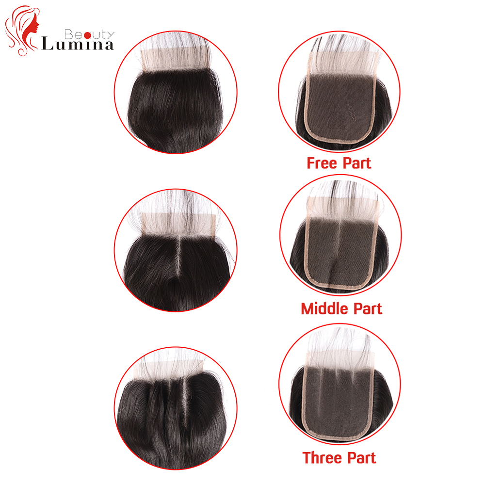 Straight Lace Closure Pre Plucked With Baby Hair Natural Hairline Brazilian Remy Human Hair 4x4 Closure Hair Beauty Lumina