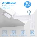 Invisible Spring No Drill Child Proof Latches, Baby Safety Locks, for Kitchen Cabinets & Drawers with Strong Adhesive 10 Pack