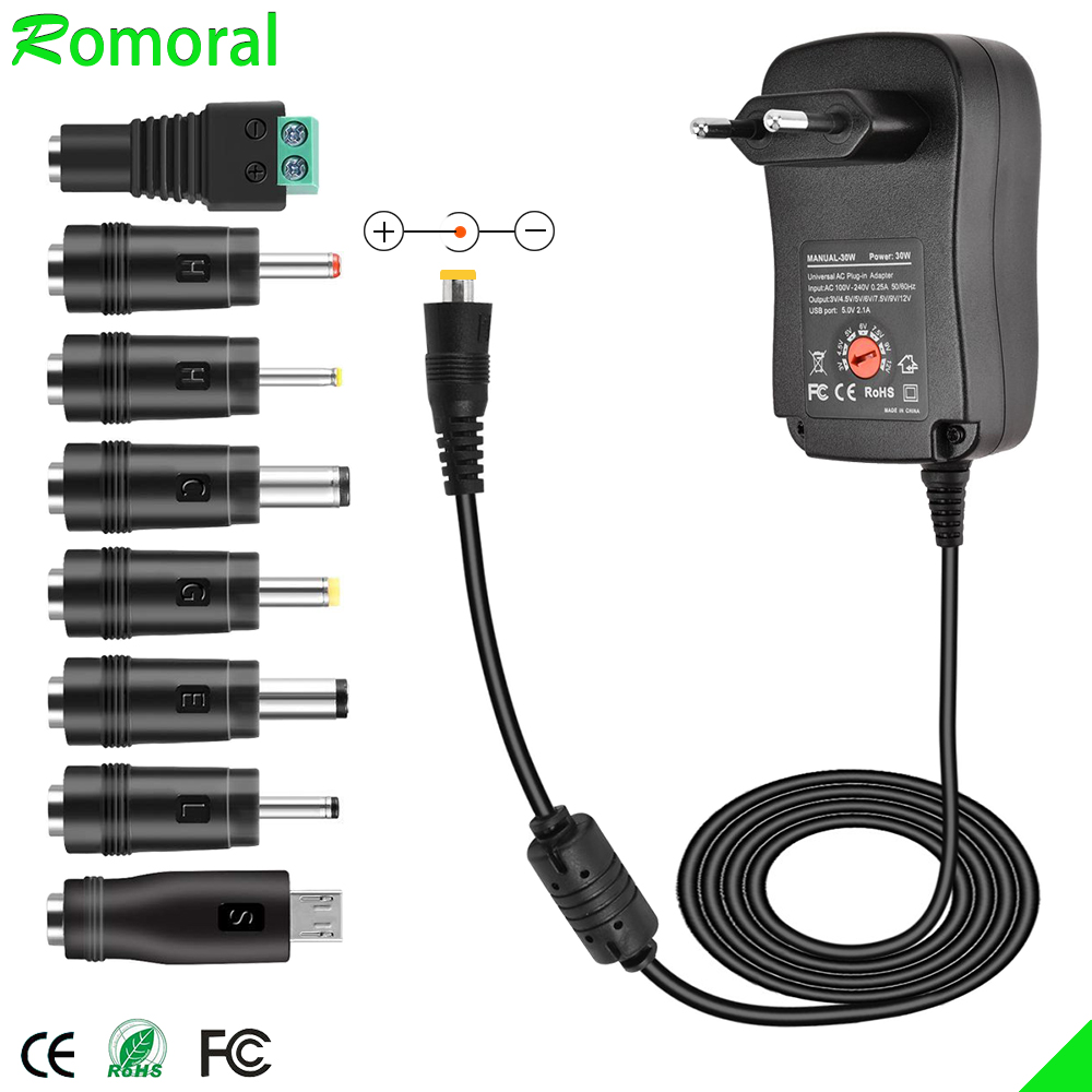 3V 4.5V 5V 6V 7.5V 9V 12V 2A 2.5A AC / DC Adapter Adjustable Power Supply Universal Adaptor Charger for LED Light Bulb LED Strip