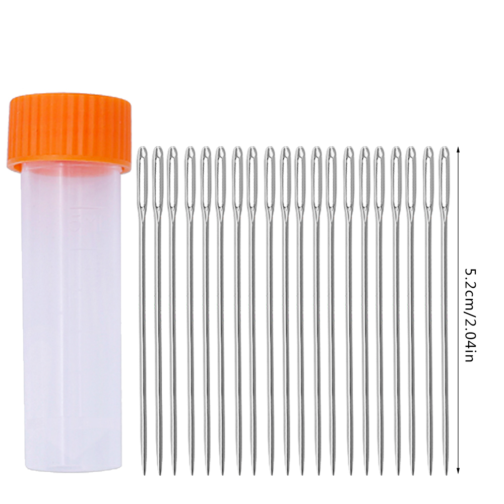 LMDZ 20pcs 5.2 cm 6.0 cm 6.5 cm Large-Eye Stitching Needles Hand Sewing Needles for Leather Projects with Clear Bottle