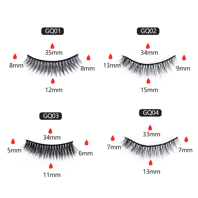 3 Pairs 3D Eye Lashes Self-adhesive Magic Eyeliner Eyelashes with Tweezers Set Quick-drying Long Lasting False Eyelashes Makeup