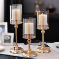 Creative Golden metal glass Retro Candlestick Candle holder romantic dining table Crafts Decoration Modern home decoration