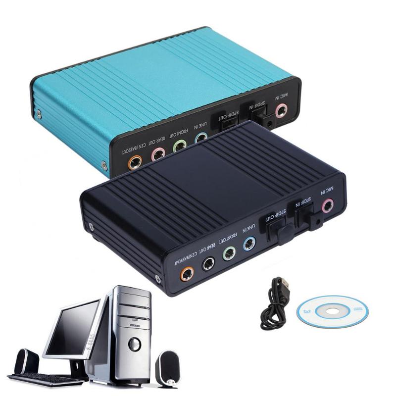 Professional External Sound Card USB Channel 6 External Audio Music Sound Card Soundcard For Laptop PC with Driver CD+ Cable