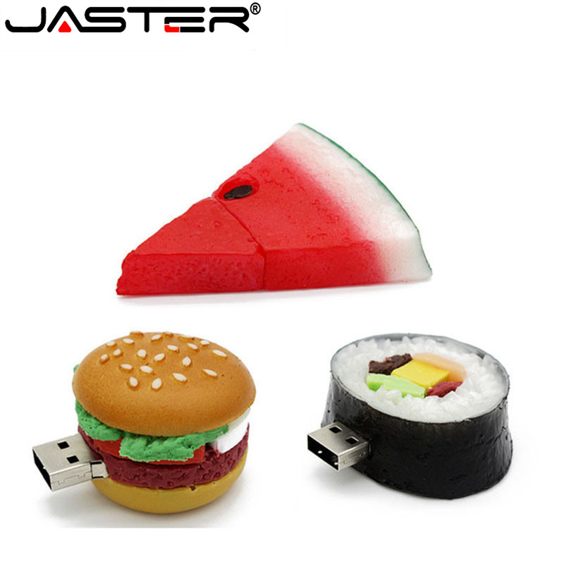 JASTER hamburger food usb flash drive creative sushi watermelon pendrive pen drive 64gb 16gb 32gb memory stick u disk gift toy