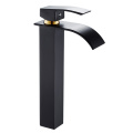 Single Handle Bathroom Basin Faucets Black Waterfall Basin Sink Faucet Hot Cold Mixer Tap Single Hole Wide Spout Vessel Sink Tap