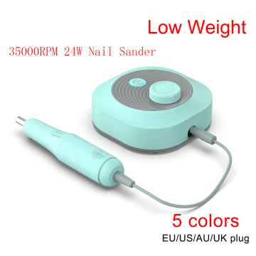 35000RPM 24W Nail Sander Electric Nail Drill Machine Mill Cutter Sets for Manicure Pedicure Low Weight Electric Nail File Tools