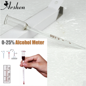 Arshen Convenient 0 To 25 Degree Glass Wine Shaker Alcohol Meter Vinometer Cork for A Bottle Concentration Measuring Bar Set