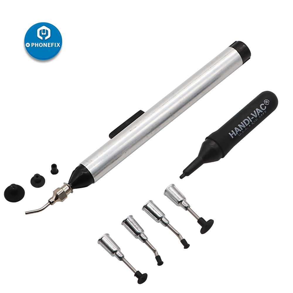 IC SMD Vacuum Sucking Suction Pen Remover IC SMD Tweezer Pick Up Tool Sucker Pump Solder Desoldering Kit with 3 Suction Headers