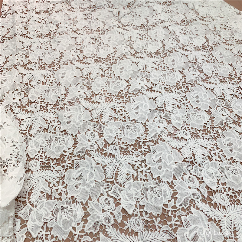 2020 Latest Gorgeous Off White Guipure DIY High Quality nigerian lace fabric bridal wedding dress french lace fabric