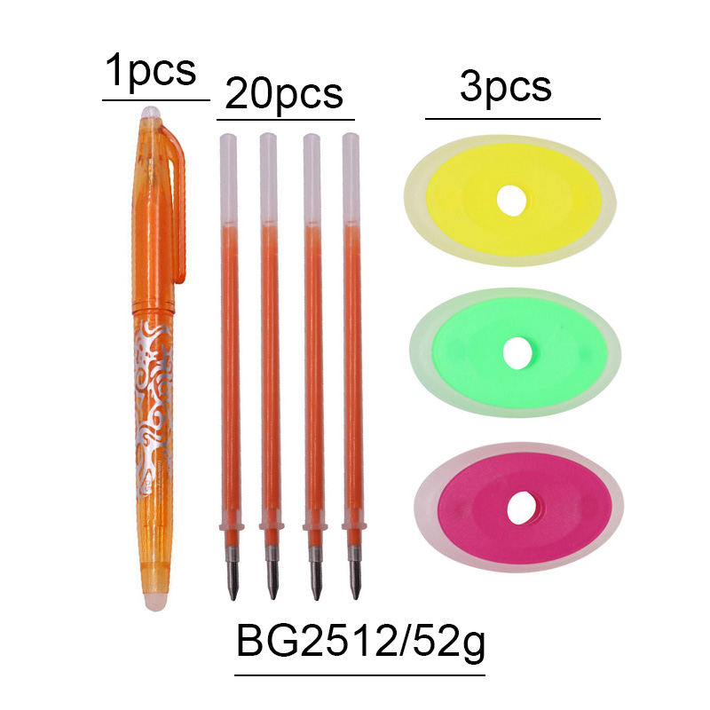 20 Refills + 1 Erasable pen + 3 Erasers 24 Stationery set with Erasable pen Color erasable ballpoint pen Auto disappear pen