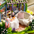 DIY Family Doll House Rose Garden Tea House Handmade Architectural Model Wooden Villa DIY Girl Doll House Toy Girl Birthday Gift