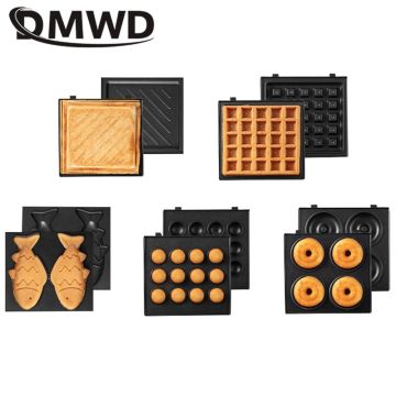 DMWD Home Waffle Maker Sandwich Pan Donut Baking Tray Small Meatball Machine Food Grade Non-stick Coating Bakeware Baking Mold