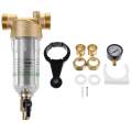 Water Pre Filter System 1/2'' or 3/4'' Brass Mesh Prefilter Purifier W/ Reducer Adapter&Gauge Water Purifier Pre-filter