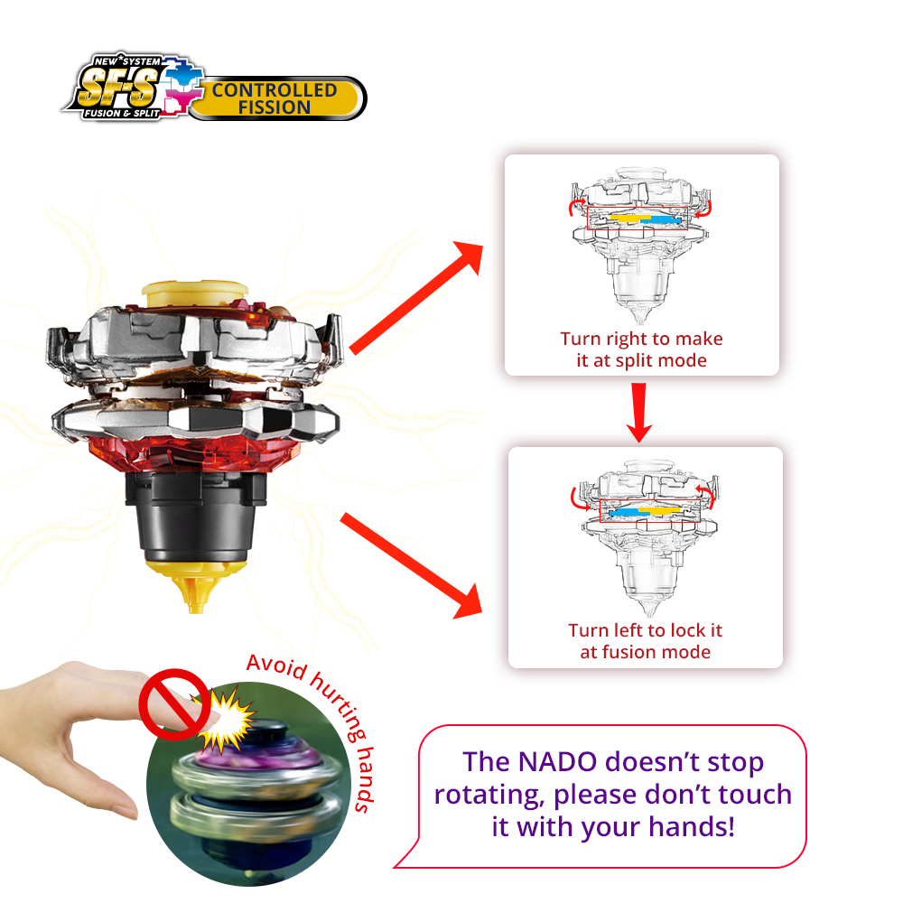 Gyro Infinity Nado 3 Stunt Set Toy Combination Transforming Split Arena Launcher Spinning Top Battle Set Kids Toys Beyblade Toy