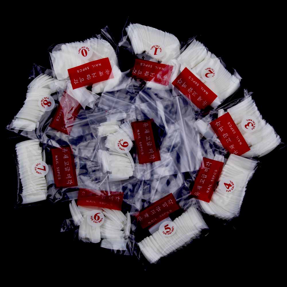 500Pcs/Bag Artificial False Nails Tips Natural/White/Clear Nail Capsule Fake Fingernails Acrylic Nails Coffin Tips Manicure Tool