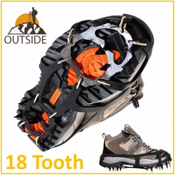 Pair of Quality Antiskid 18 Teeth Crampons Outdoor Climbing Winter Walk Ice Fishing Snowshoes Manganese Steel Slip Shoe Covers