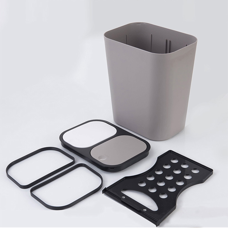 Trash Can Rectangle Plastic Push-Button Dual Compartment 12liter Recycling Waste Bin Garbage Can cubo basura LBShipping